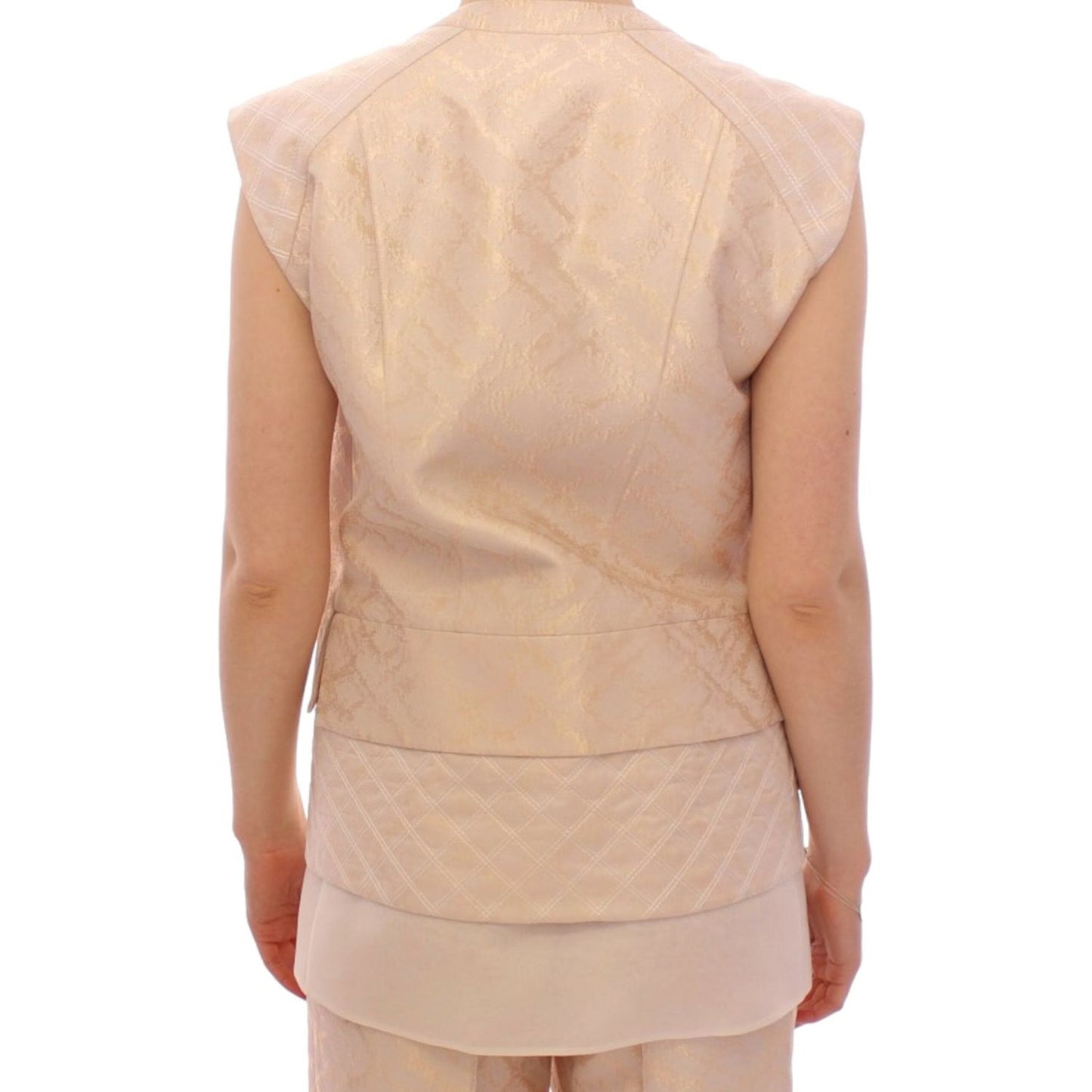 Zeyneptosun Beige brocade sleeveless jacket MOM10089-1
