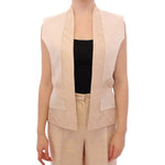 Zeyneptosun Beige brocade sleeveless jacket vest MOM10090-1