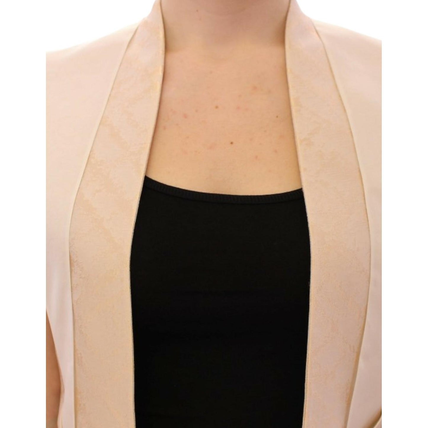 Zeyneptosun Beige brocade sleeveless jacket vest MOM10090-1