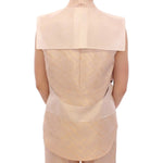 Zeyneptosun Beige brocade sleeveless jacket vest MOM10090-1