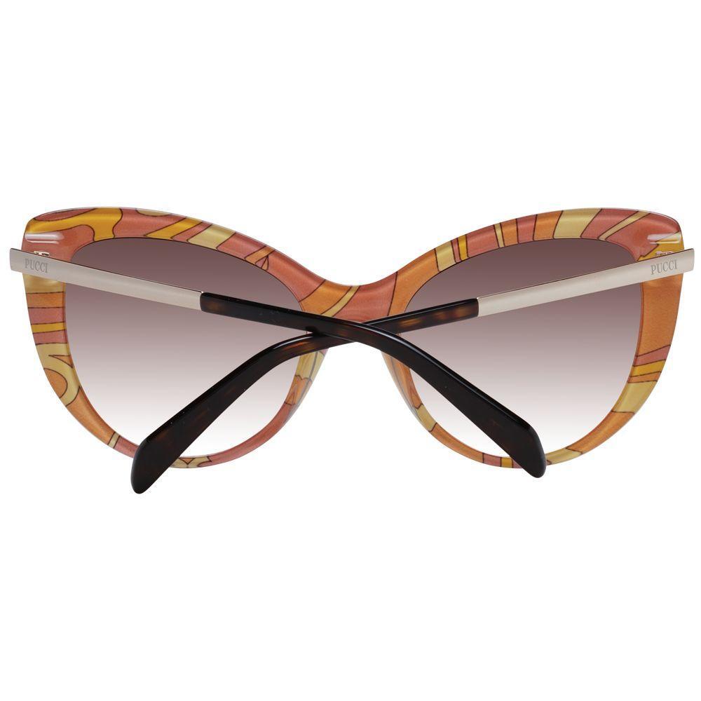 Emilio Pucci Brown Women Sunglass with gradient lenses and butterfly style, full-rim brown plastic frame, includes branded case