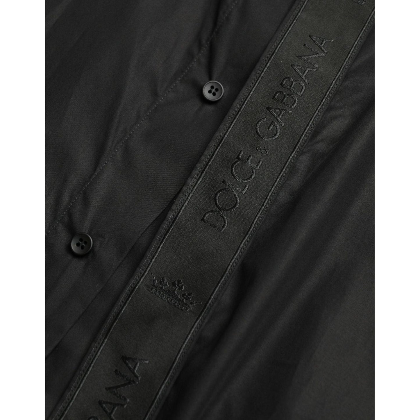 Dolce & Gabbana Black Cotton Logo Formal GOLD Dress Shirt TSH84692-38