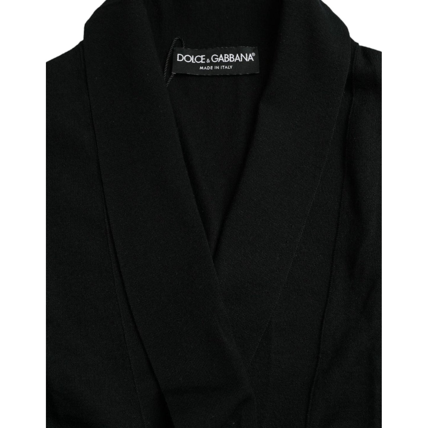 Dolce & Gabbana Black Cashmere Long Sleeves Belted Wrap Robe TSH851975-48