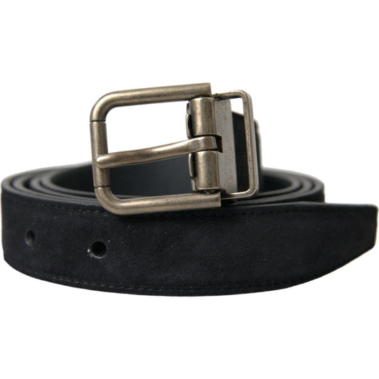 Dolce & Gabbana Black Goat Leather Antique Metal Buckle Belt