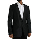 Dolce & Gabbana Black Wool Notch SingleBreasted Coat Blazer JKT4017-54