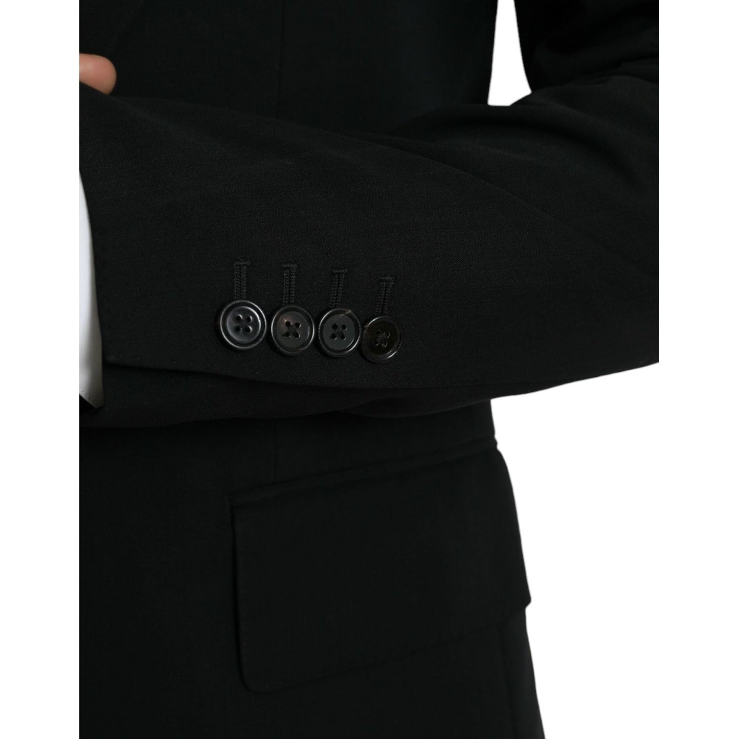 Dolce & Gabbana Black Wool Peak Single Breasted Coat Blazer JKT4024-48