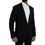 Dolce & Gabbana Black Wool Single Breasted Coat Blazer KOS2238-54