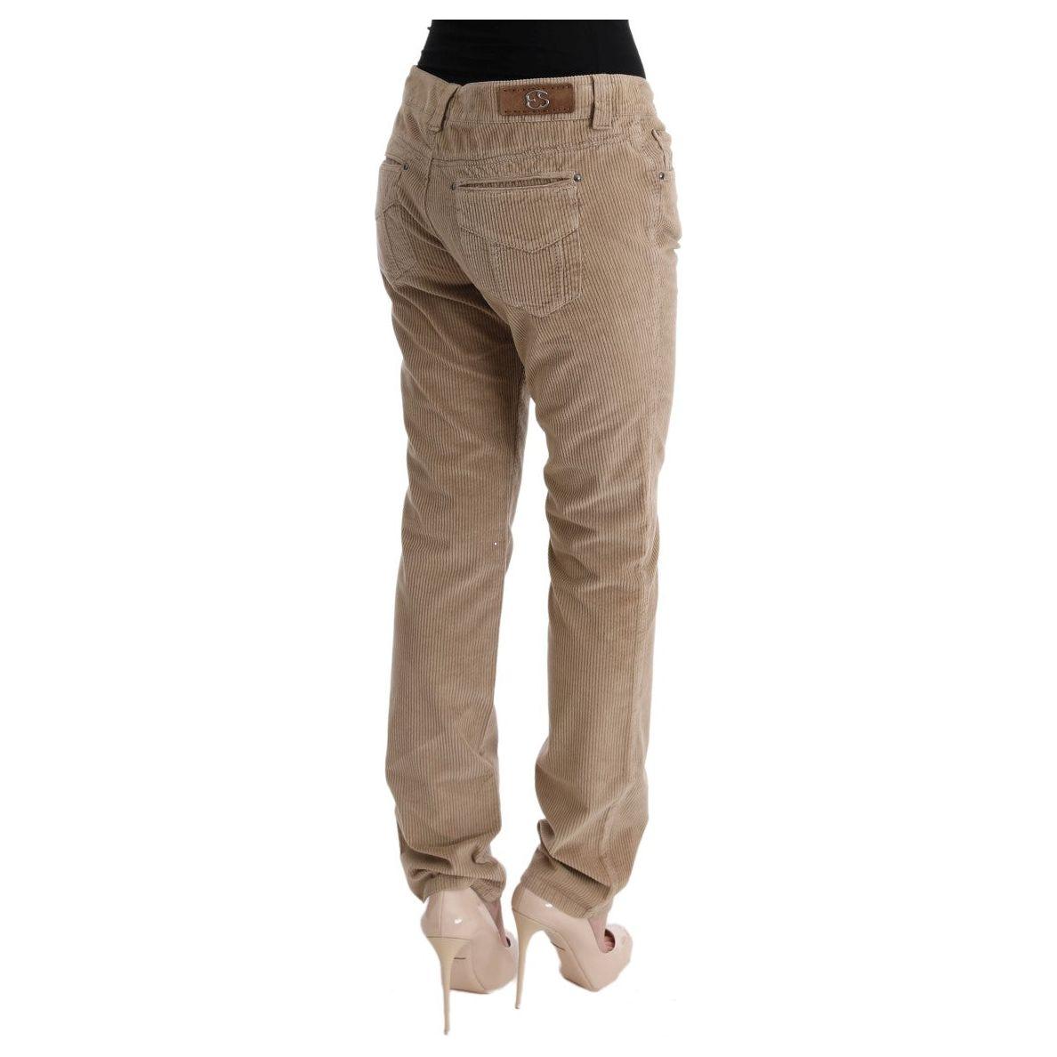 Ermanno Scervino Beige Cotton Velvet Regular Fit Pants SIG30355-1
