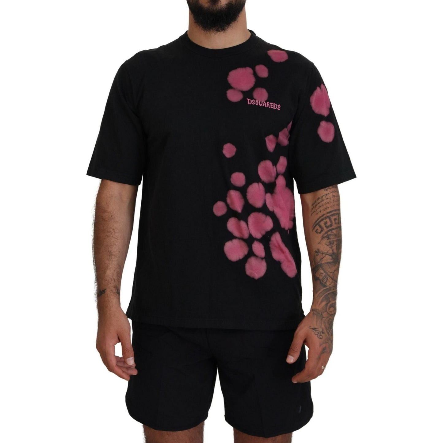 Dsquared² Black Pink Cotton Short Sleeves Crewneck T-shirt