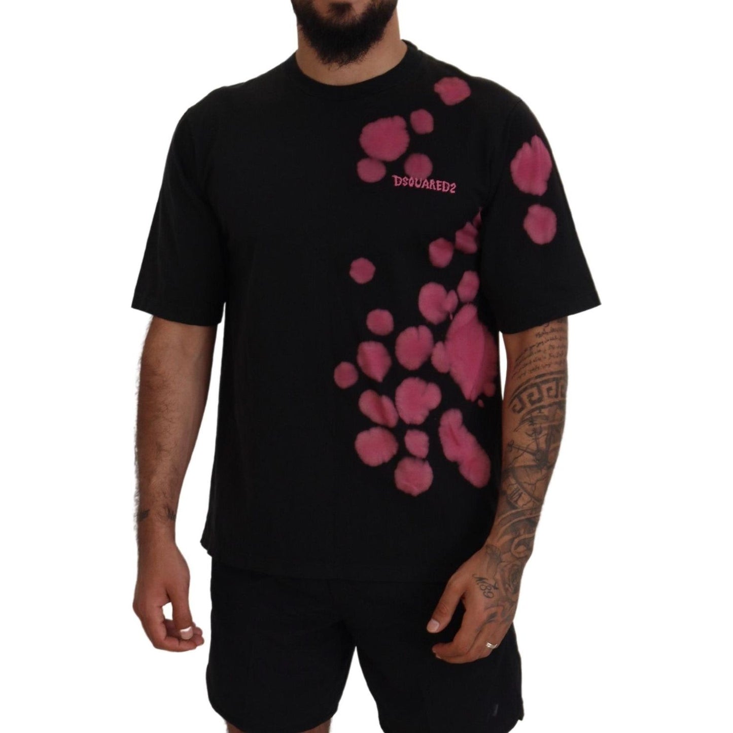 Dsquared² Black Pink Cotton Short Sleeves Crewneck T-shirt