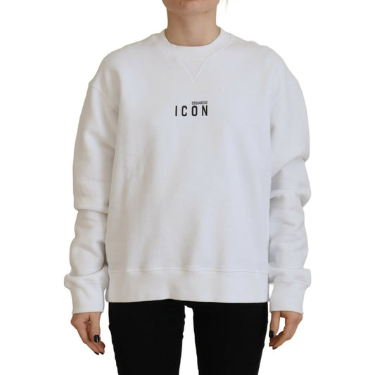 Dsquared² White Cotton Printed Long Sleeve Crew Neck Sweater