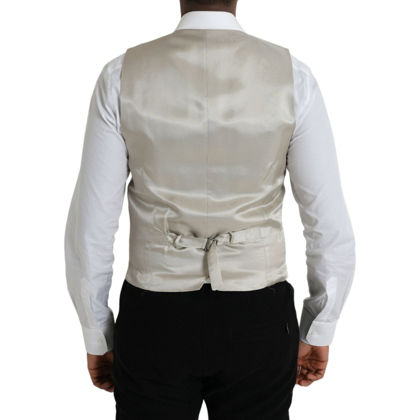 Dolce & Gabbana Light Gray Wool Formal Dress Waistcoat Vest TSH851987-52