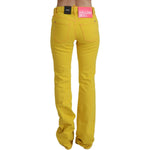 Dsquared² Yellow Cotton Mid Waist Flare Denim Trouser Jeans Dsquared² Goldenrod