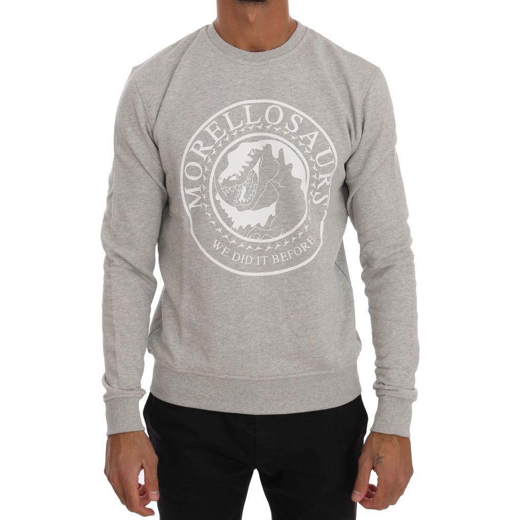 Frankie Morello Gray Cotton Crewneck Pullover Sweater TSH1291#2-2