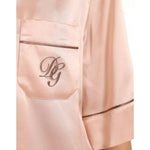 Dolce & Gabbana Pink Silk Long Sleeves Logo Pajama Blouse Top Dolce & Gabbana Light Pink