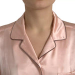 Dolce & Gabbana Pink Silk Long Sleeves Logo Pajama Blouse Top Dolce & Gabbana Rosy Brown