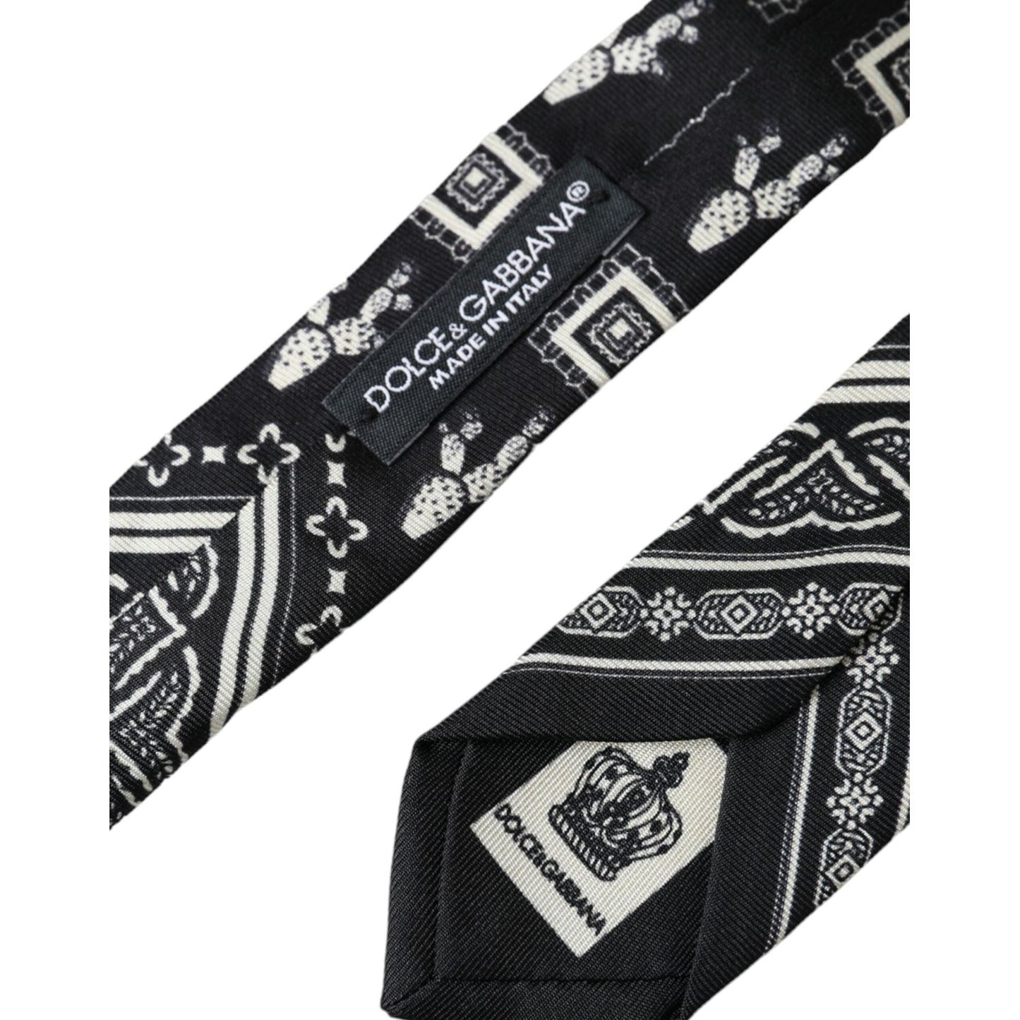 Dolce & Gabbana Black Patterned 100%Silk Adjustable Tie KRA3394