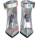 Dolce & Gabbana Silver Iridescent PVC Pointed Short Boots Shoes LA11373-36