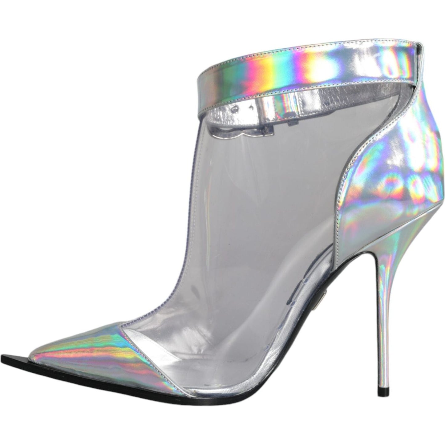 Dolce & Gabbana Silver Iridescent PVC Pointed Short Boots Shoes LA11373-36