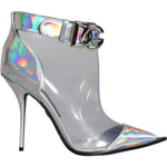 Dolce & Gabbana Silver Iridescent PVC Pointed Short Boots Shoes LA11373-36