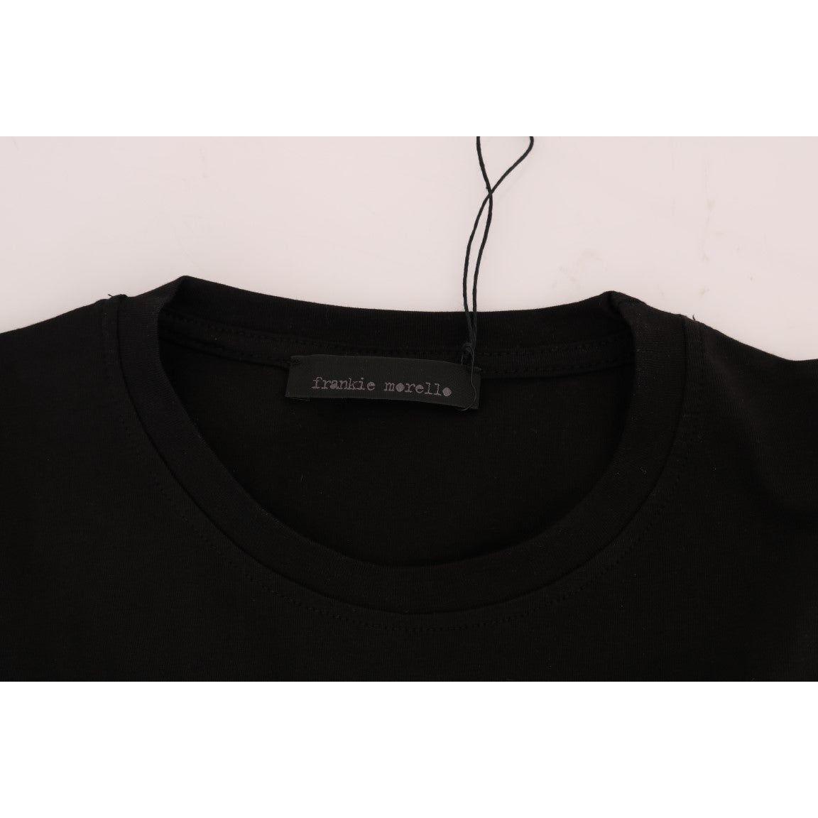 Frankie Morello Black Cotton RIDERS Crewneck T-Shirt Frankie Morello
