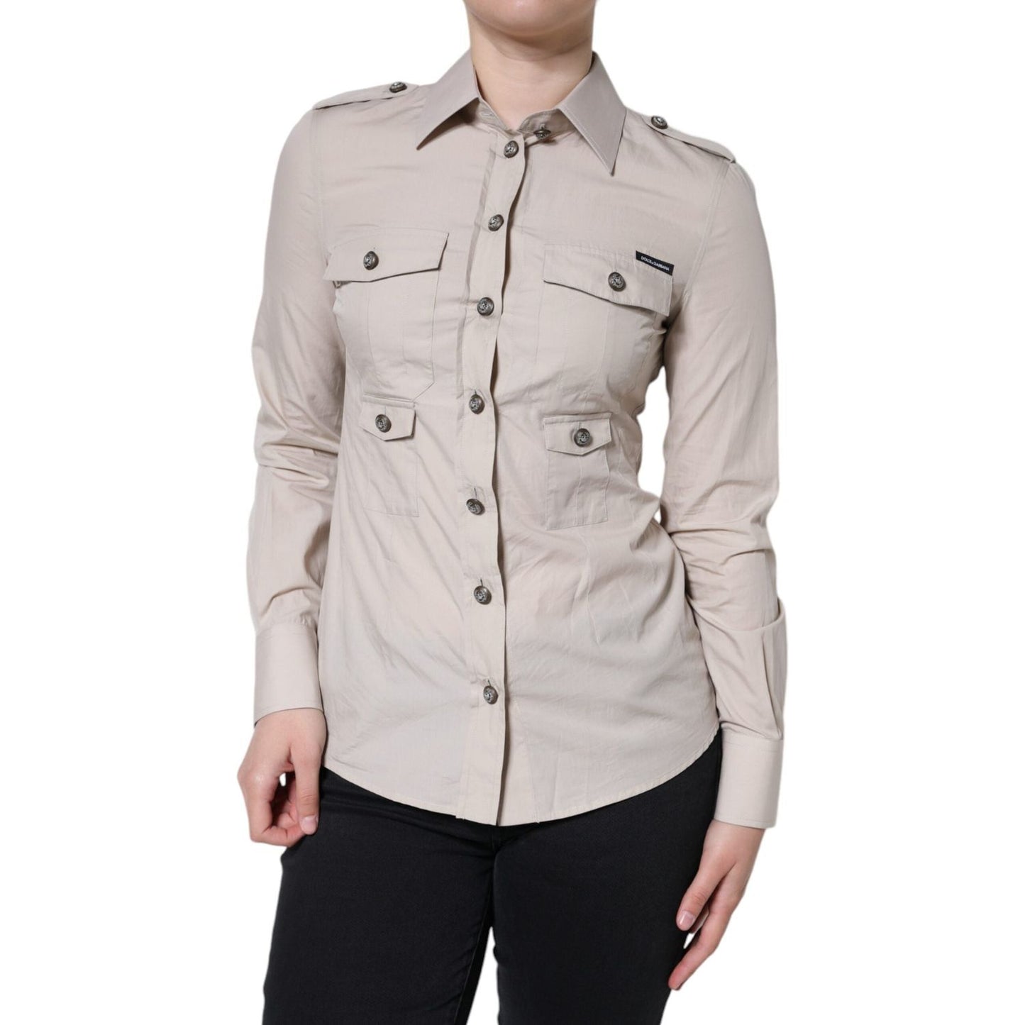 Dolce & Gabbana Beige Cotton Collared Button Down Shirt Top TSH86565-38