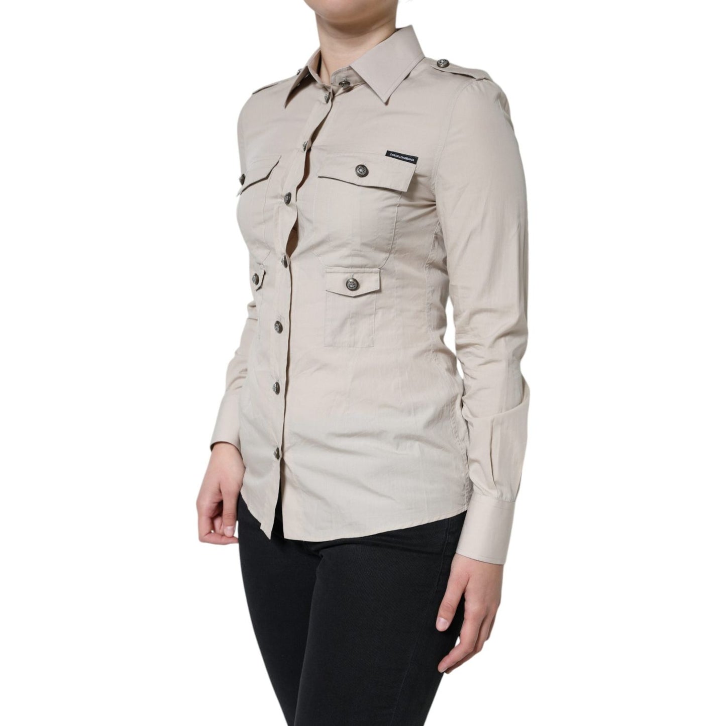 Dolce & Gabbana Beige Cotton Collared Button Down Shirt Top TSH86565-38