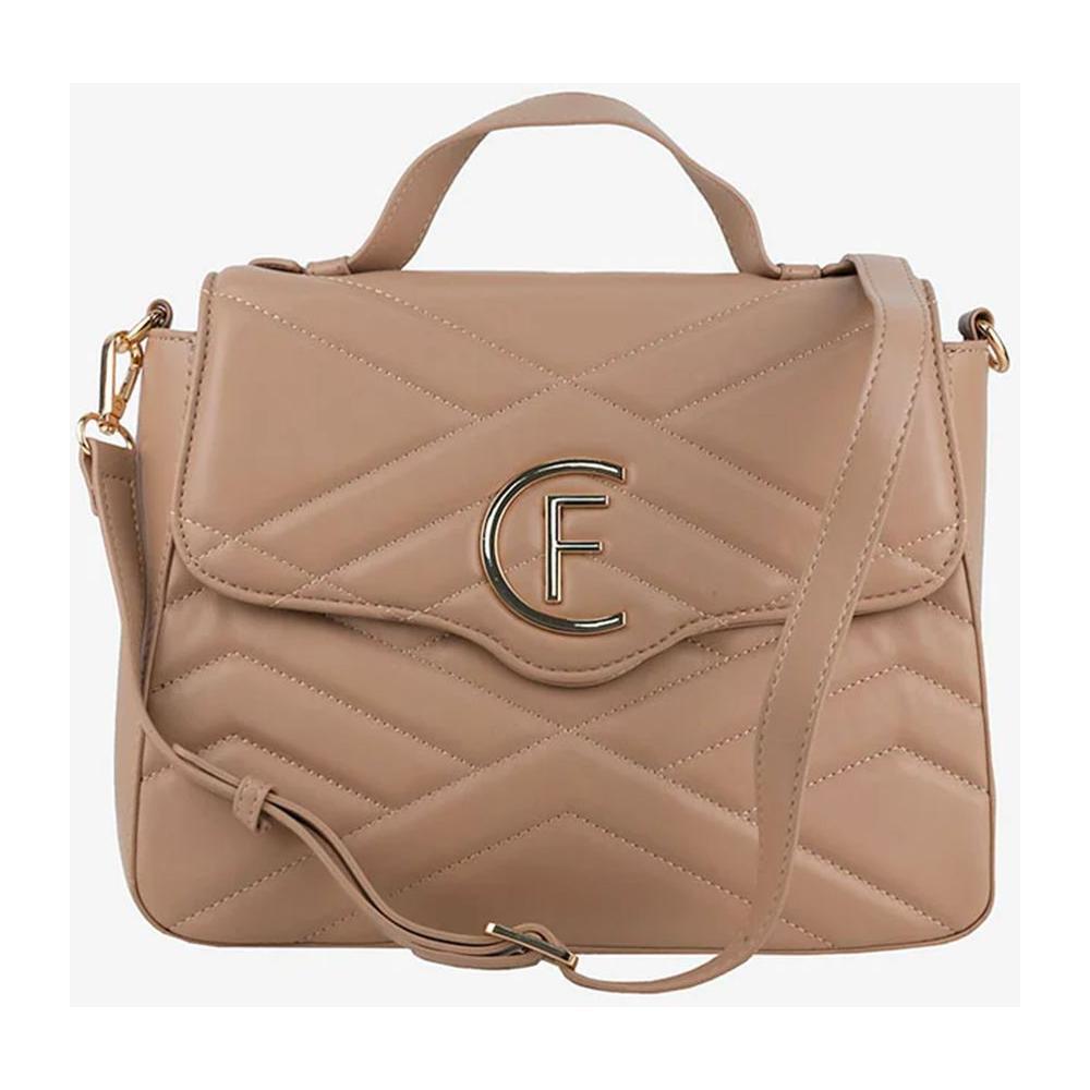CRISTINAEFFE Beige Artificial Leather Women Crossbody Bag CREF-14157