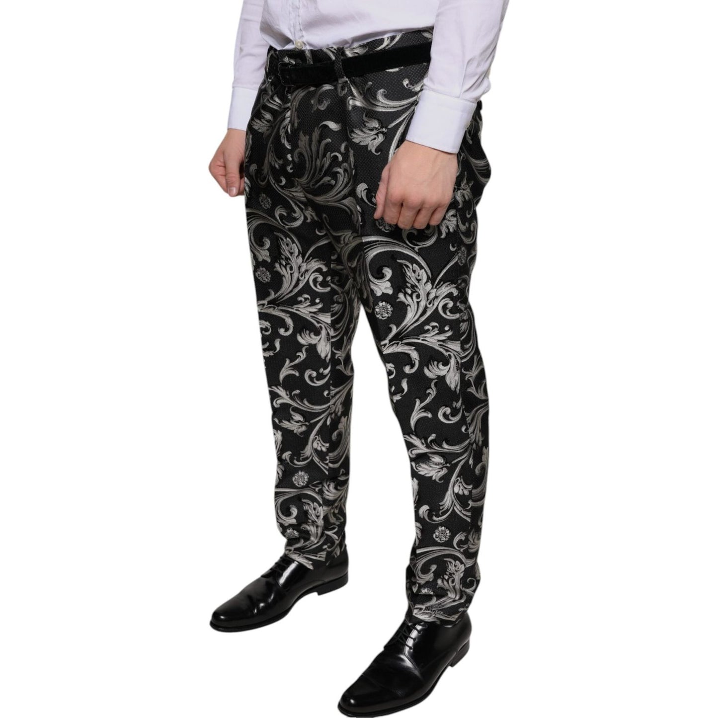 Dolce & Gabbana Black Jacquard Skinny Dress Pants PAN75331-46