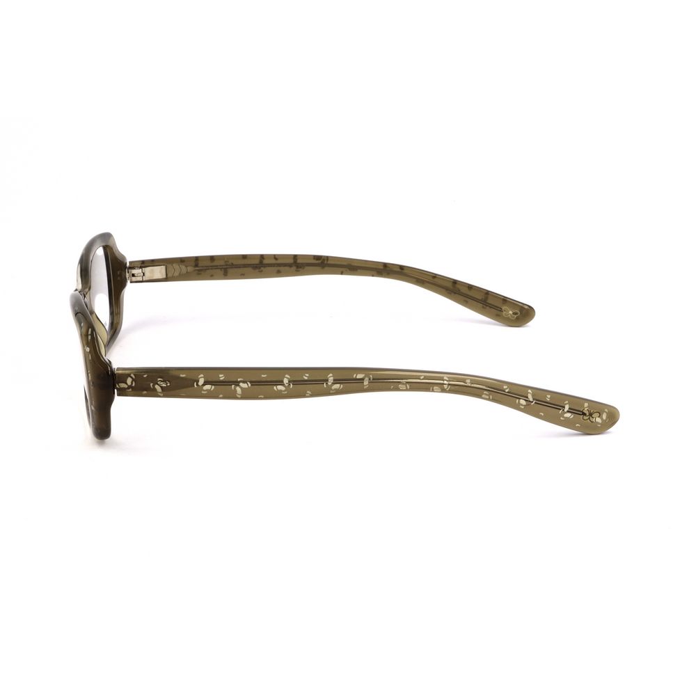 Side view of Bottega Veneta Green Acetate Frames emphasizing acetate construction and green color.