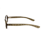 Side view of Bottega Veneta Green Acetate Frames emphasizing acetate construction and green color.