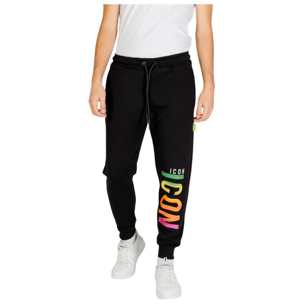 Icon Black Cotton Joggers Workout Pant IC-15612700009-IT44 | S