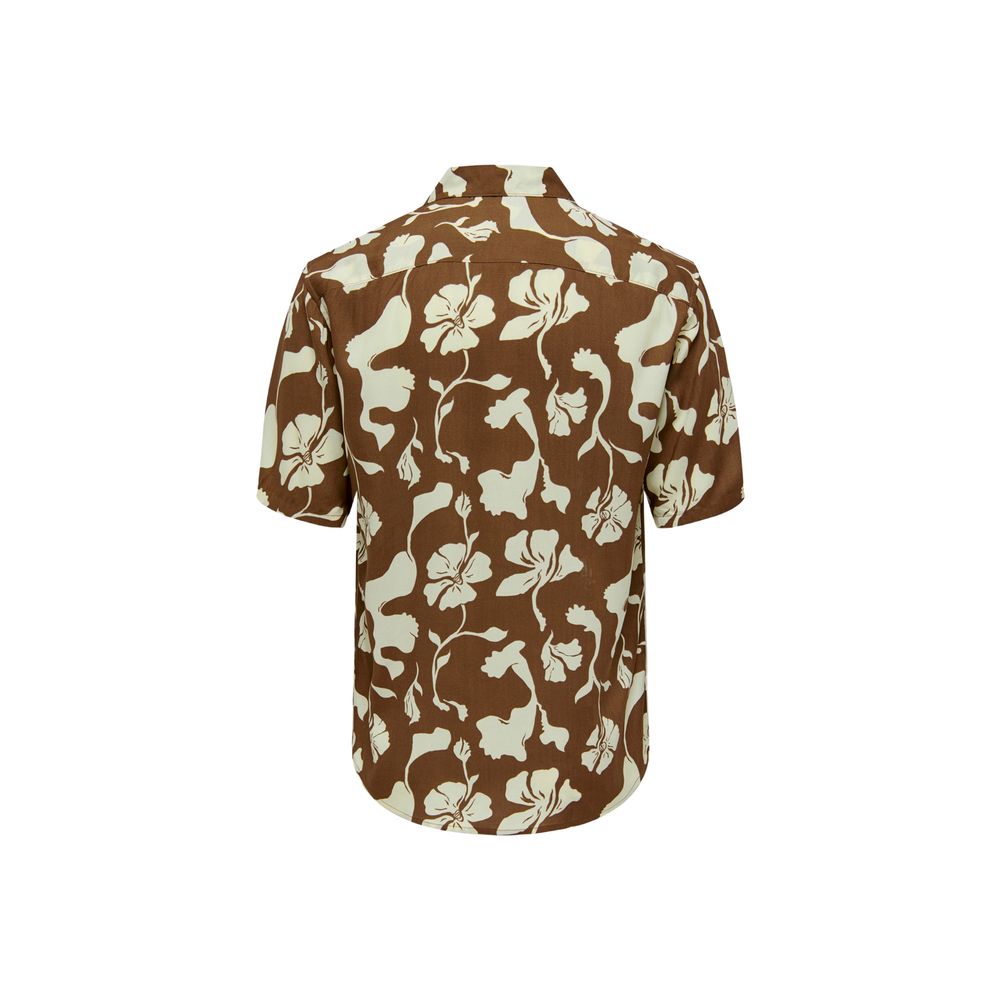 Only & Sons Brown Viscose Shortsleeve