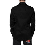 Dolce & Gabbana Black Cotton Collared Button Down Shirt TSH87321-44