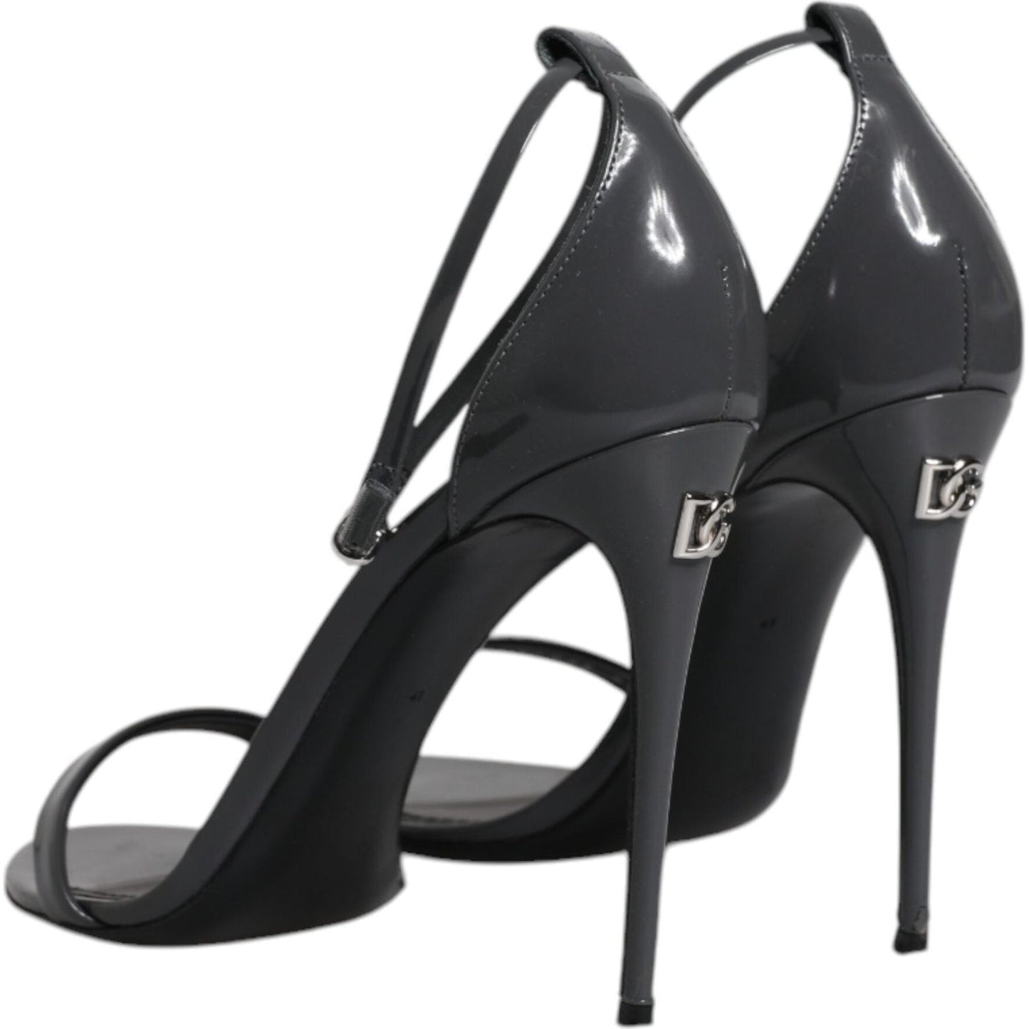 Dolce & Gabbana Grey Leather Ankle Strap Heel Sandals Shoes LA12071-41