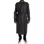 Bottega Veneta Black Leather Men Waterproof Trenchcoat Jacket JKT4070-44