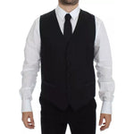 Dolce & Gabbana Black Wool Silk Dress Gilet Jacket Vest VES10039-44