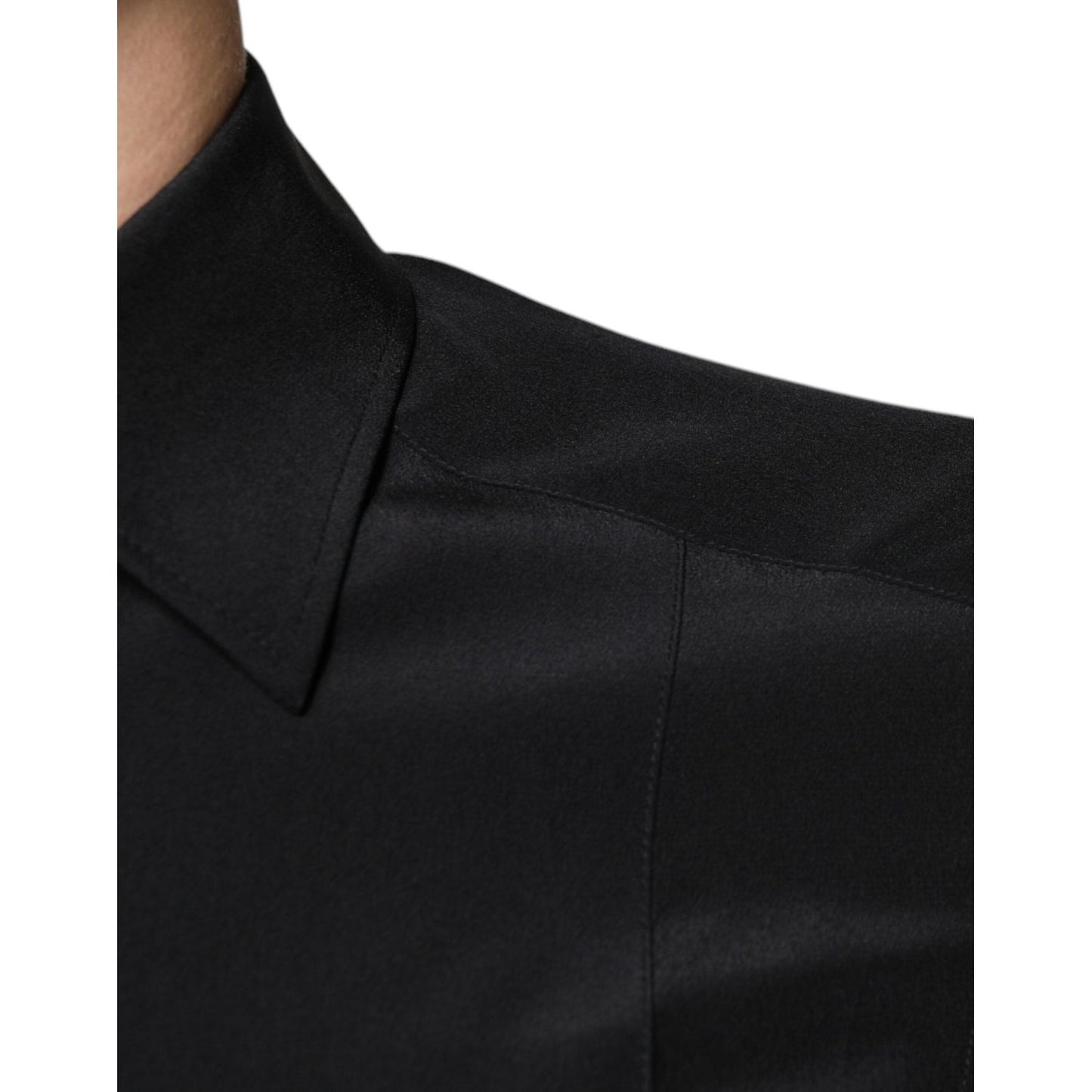 Dolce & Gabbana Black Silk Long Sleeves GOLD Dress Shirt TSH86761-37