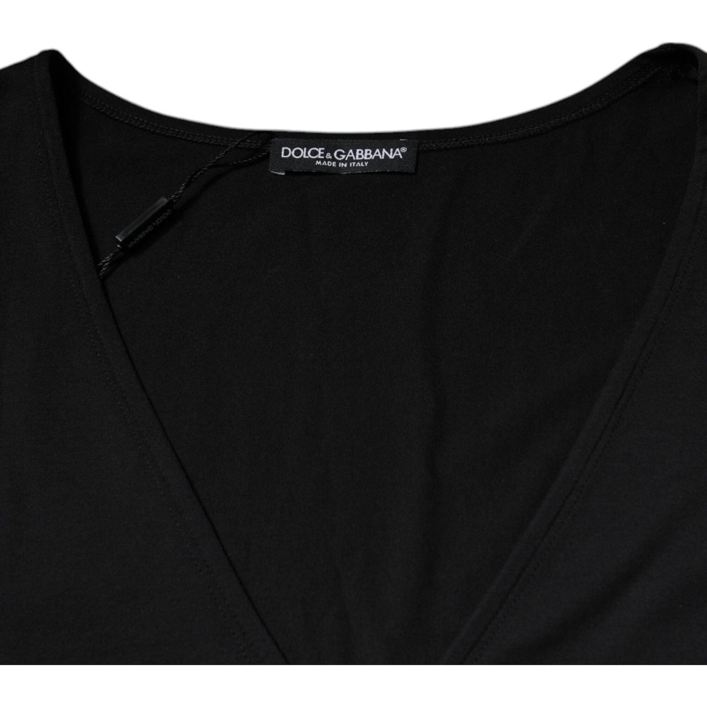 Dolce & Gabbana Black Cotton V-neck Short Sleeves T-shirt TSH87508-54