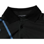 Dolce & Gabbana Black Logo Print Collared Cotton Polo T-shirt TSH87534-50