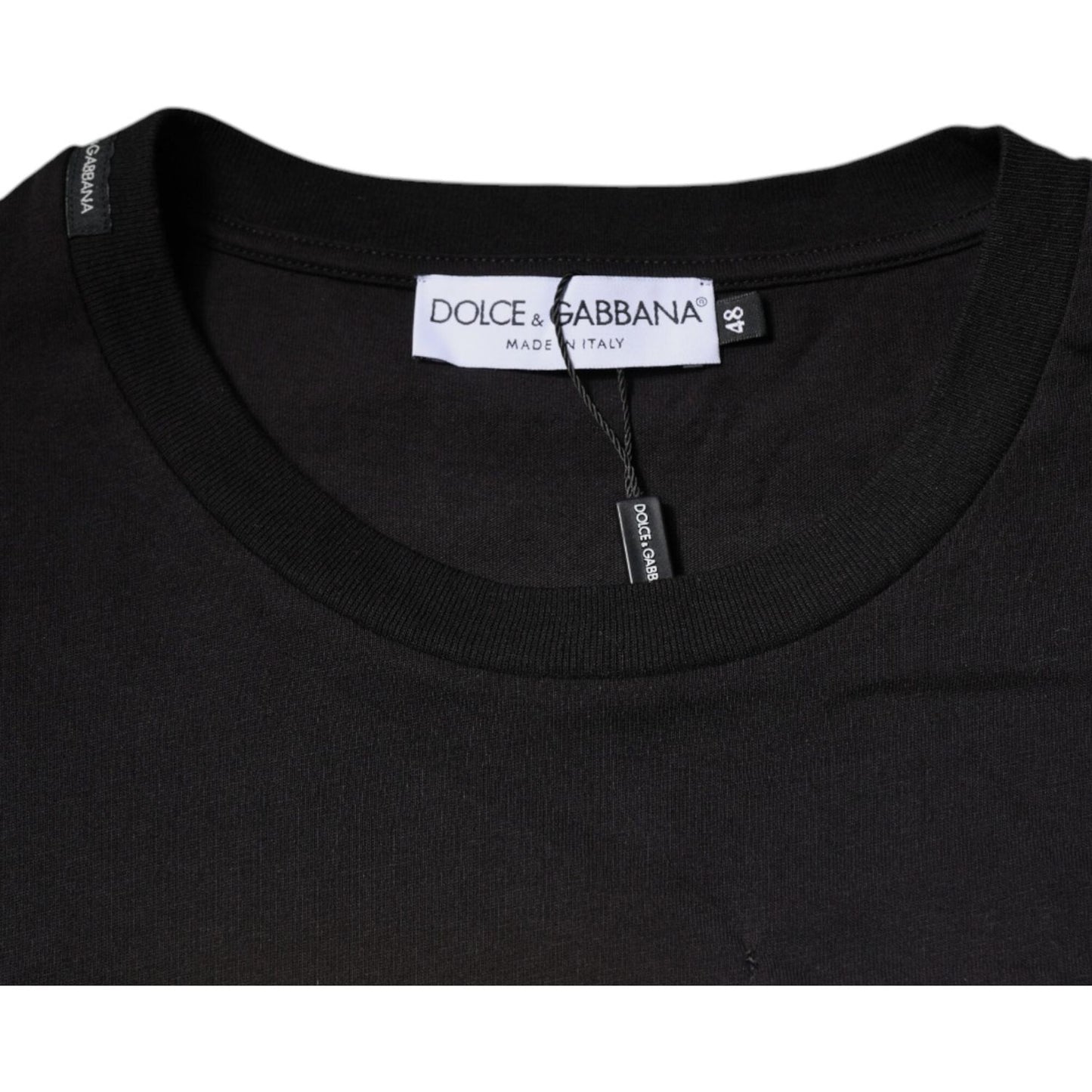 Dolce & Gabbana Black Logo Print Cotton Crew Neck T-shirt TSH87668-48