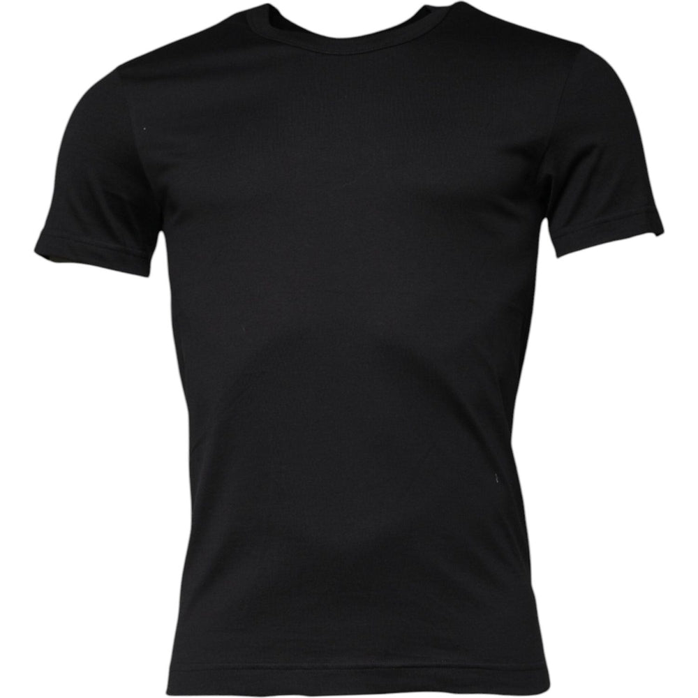 Dolce & Gabbana Black Cotton Crew Neck Short Sleeves T-shirt TSH87690-44