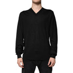 Dolce & Gabbana Black Cashmere V-neck Pullover Sweater TSH87801-54