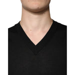 Dolce & Gabbana Black Cashmere V-neck Pullover Sweater TSH87801-54