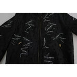 Dolce & Gabbana Black Logo Patch Brocade Bomber Full Zip Jacket JKT2698-52
