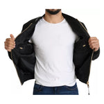 Dolce & Gabbana Black Logo Patch Brocade Bomber Full Zip Jacket JKT2698-52
