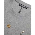 Dolce & Gabbana Gray Cotton Embellished Crew Neck T-shirt TSH84631-XS