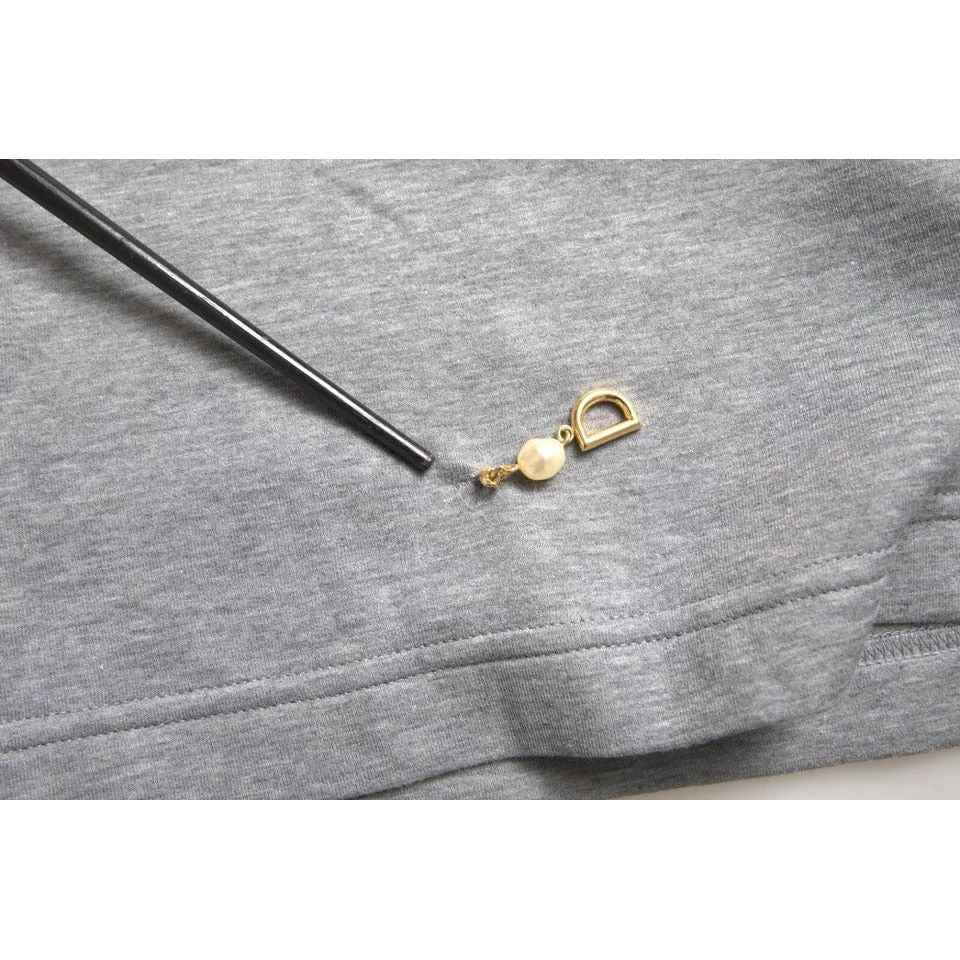 Dolce & Gabbana Gray Cotton Embellished Crew Neck T-shirt TSH84631-XS