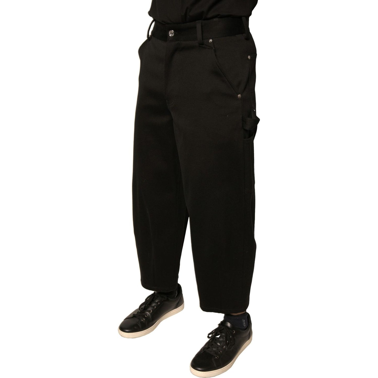 Dolce & Gabbana Black Cotton Mid Waist Cropped Pants PAN75712-44