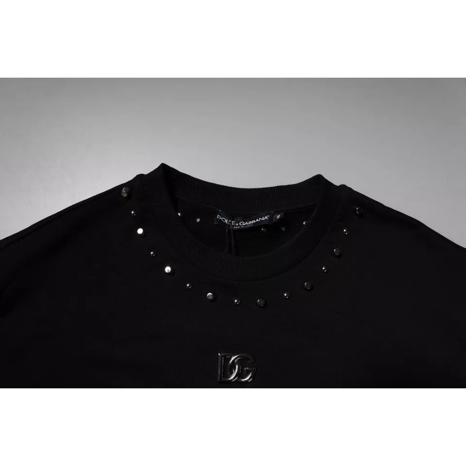 Dolce & Gabbana Black Logo Stud Pullover Sweatshirt Sweater TSH87208-46